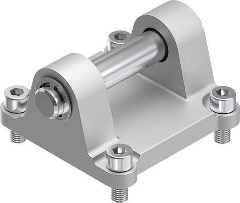 Ein grauer Metallhalter mit Schrauben, montiert auf einer flachen Basis, zeigt technische Bauweise und Stabilität.