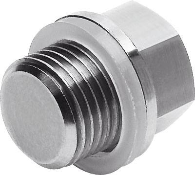 Metallschraubstopfen mit Gewinde und sechseckigem Kopf, geeignet für mechanische Verbindungen in Maschinen oder Rohrsystemen.