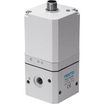 Ein Festo-Ventil in silberner Farbe mit Anschlüssen oben und seitlich. Geeignet für industrielle Steuerung und Automatisierung.