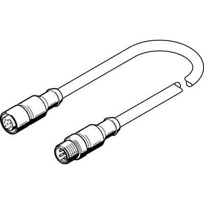 Zwei Kabel mit Stecker, eines mit gekrümmtem Ende, das andere gerade. Technische Zeichnung ohne Farbdetails.