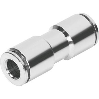 Metallisches Verbindungsstück in zylindrischer Form mit glänzender Oberfläche, vermutlich ein Teil eines Rohrsystems oder einer Maschine.