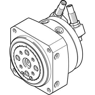 Technische Zeichnung eines mechanischen Teils, möglicherweise ein Getriebe oder eine Kupplung, mit Schrauben und Bohrungen.