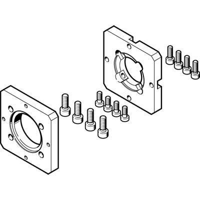 Explosionsdiagramm eines Montagewinkels mit Schrauben. Zeigt die Ausrichtung und Fixierung der Bauteile.