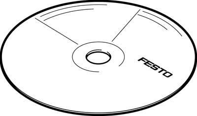 Eine schematische Darstellung einer CD mit dem Logo der Marke 'FESTO' auf der rechten Seite.