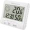 Digitales Thermometer in Weiß zeigt 20,6 °C und 12,30 % Luftfeuchtigkeit mit einem lachenden Smiley auf dem Display.