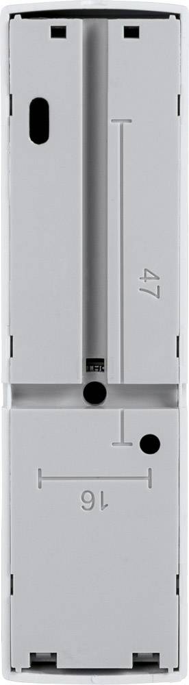 Ein grauer, rechteckiger Kunststoffteil mit Aufdruck '16' und '47', möglicherweise ein Gehäuse oder ein Modulteilstück.