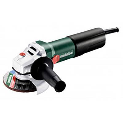 Eine grüne Winkelschleifmaschine mit schwarzem Griff und rotem Schalter. Das Werkzeug ist zum Schleifen und Schneiden von Materialien geeignet.