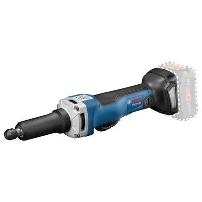 Ein akku-betriebener blauer und schwarzer Rotationsstifter mit sichtbarem Akkupack, mit der Aufschrift "Bosch".