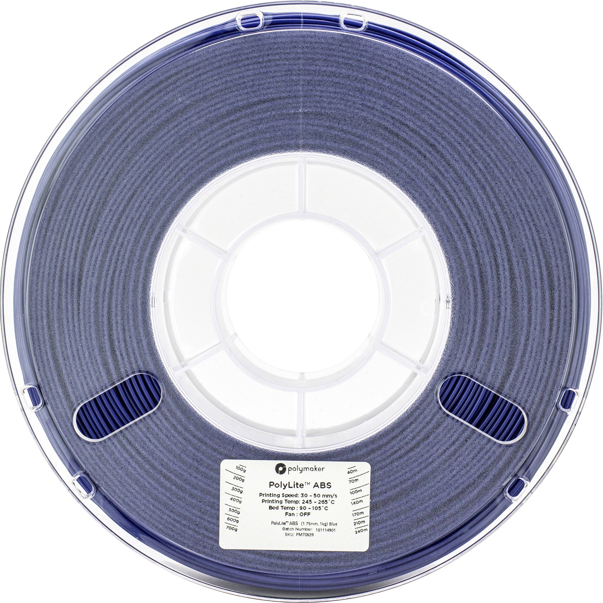Polymaker 70640 6938936706403 Filament ABS kunststof 2.85 mm 1000 Blauw PolyLite 1 stuk(s)