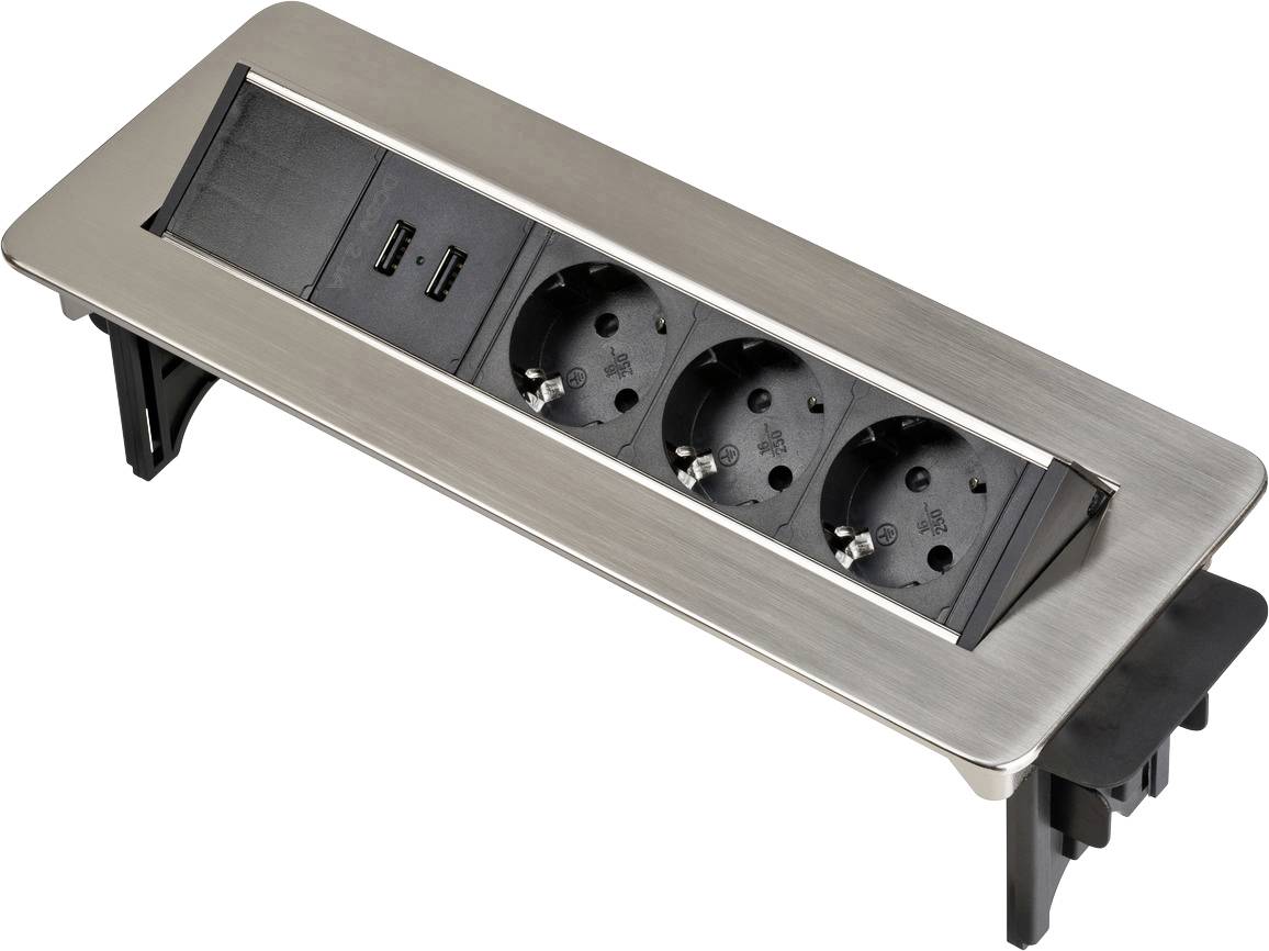 Brennenstuhl 1396200113 Tischsteckdose 3fach Silber, Schwarz Schutzkontakt 1 St.