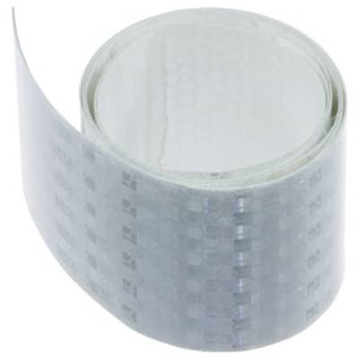 Eine Rolle reflektierendes Klebeband mit hexagonalem Muster, abgewickelt und transparent.