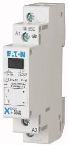 Ein weißes, rechteckiges elektronisches Gerät mit dem Aufdruck 'EATON' und Ein- und Ausgangsanschlüssen. Es ist ein elektrisches Relais.