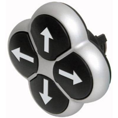 Ein runder Knopf mit vier Pfeiltasten in verschiedene Richtungen: oben, unten, links, rechts. Wird zur Navigation verwendet.