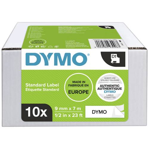 Schriftband Kombi-Pack DYMO D1 2093096 Polyester Bandfarbe: Weiß Schriftfarbe:Schwarz 9 mm 7 m