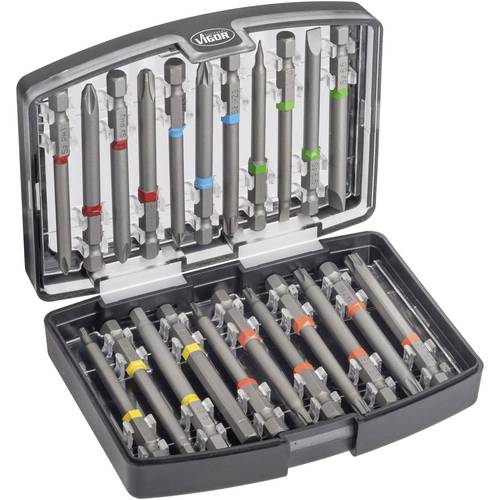 Vigor V6068 V6068 Bit-Set Innen-Sechskant, Kreuzschlitz Phillips, Kreuzschlitz Pozidriv, PZ, Schlitz, T-Profil