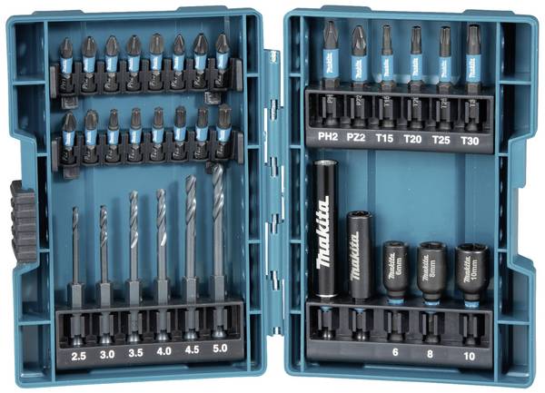 Makita B-66896 B-66896 33teilig Bohrer- und Bit-Sortiment Metall 2.5 mm, 3 mm, 4 mm, 4.5 mm, 5 mm