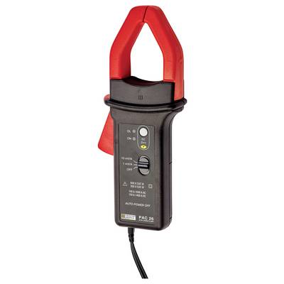 Das Bild zeigt eine Zange Stromzange mit roten Griffen. Sie hat mehrere Einstelloptionen und wird zur Messung von elektrischen Strömen verwendet.