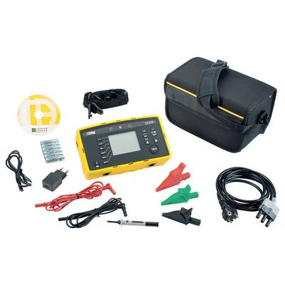 Multimeter-Set mit Messgerät, Tragetasche, Kabeln, Batterien, Krokodilklemmen und Stecker, geeignet für elektronische Messungen.