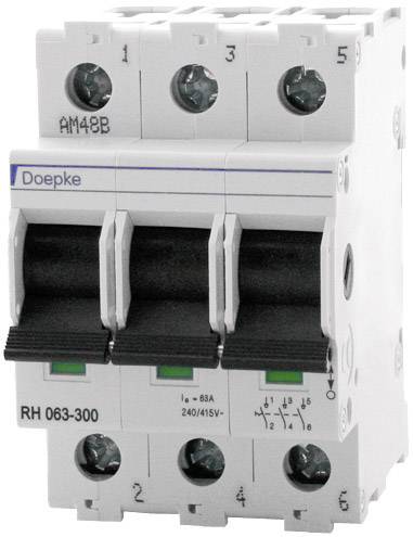 Ein dreipoliger Sicherungsautomat der Marke Doepke mit einer Nennspannung von 240/415V und einer Nennstromstärke von 63A.