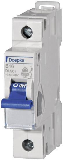 Leitungsschutzschalter von Doepke, Modell B16 DLS 6i, mit blauer 'OFF'-Taste, ausgelegt für 230/400V.