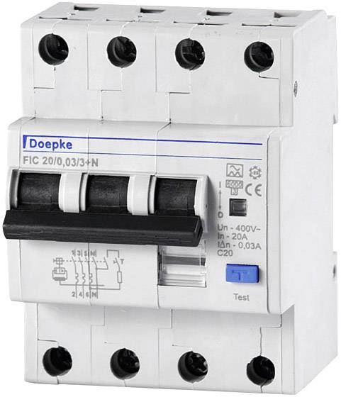 Doepke 09955124 FI-Schutzschalter/Leitungsschutzschalter 3polig 16 A 0.03 A 230 V, 400 V