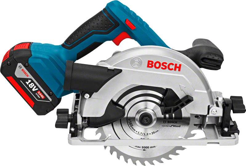 Bosch Professional GKS 18V-57 G Cirkelsåg batteridriven 165 mm inkl. 2x batterier, inkl. laddare, inkl. väska, inkl. parallellanslag 18 V