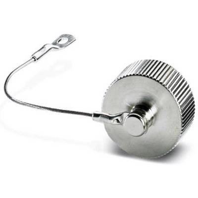 Ein silbernes, zylindrisches Sicherheitsverschluss-Bleeper-Gerät mit einem dünnen Kabel und Öse, dient zur Sicherung von Gegenständen.