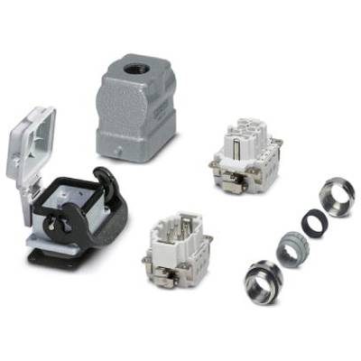 Verschiedene elektrische Steckverbinder und Gehäuse aus Metall und Kunststoff, die für industrielle Anwendungen geeignet sind.