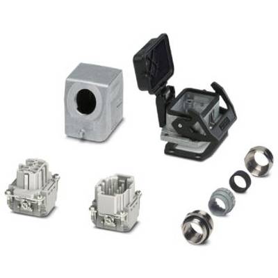 Mehrere Steckverbinder und Gehäuse aus Metall in verschiedenen Formen und Größen. Hauptkomponenten für industrielle Anwendungen.
