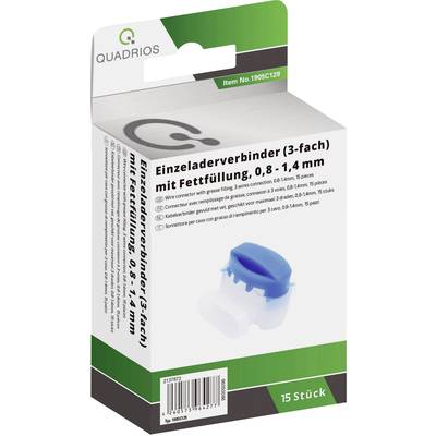 Verpackung eines Einzeladerverbinders (3-fach) mit Fettfüllung, geeignet für Kabel von 0,8 bis 1,4 mm. Enthält 15 Stück.