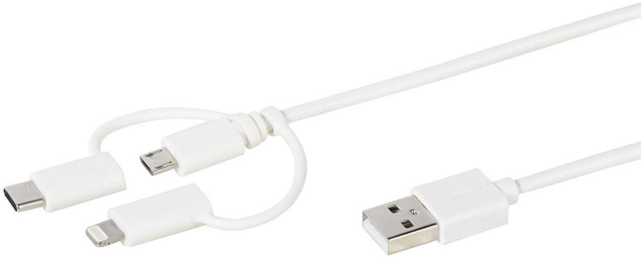 VIVANCO USB 2.0 Anschlusskabel [1x USB 2.0 Stecker A - 3x Apple Lightning-Stecker, Micro-USB-St