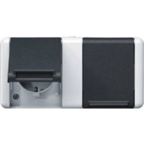 Jung 2fach Aufputzgehäuse Steckdose Grau 8220W 1 St.