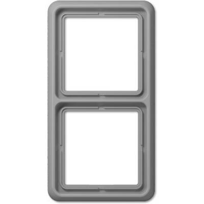 Graue Doppelrahmenhalterung ohne Einsätze, vertikale Anordnung, schlichtes Design.