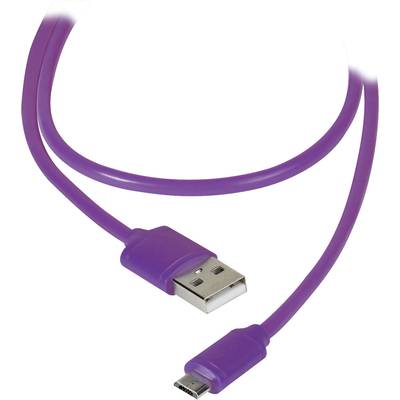 Vivanco USB-Kabel USB 2.0 USB-A Stecker, USB-Micro-B Stecker 1.20 m Lila 36255