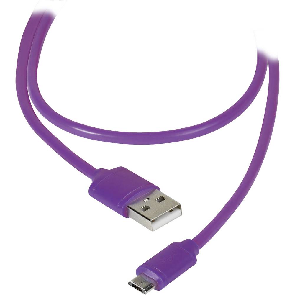 Vivanco USB 2.0 Aansluitkabel [1x USB-B 2.0 stekker 1x Micro-USB-stekker] 1.2 m Lila