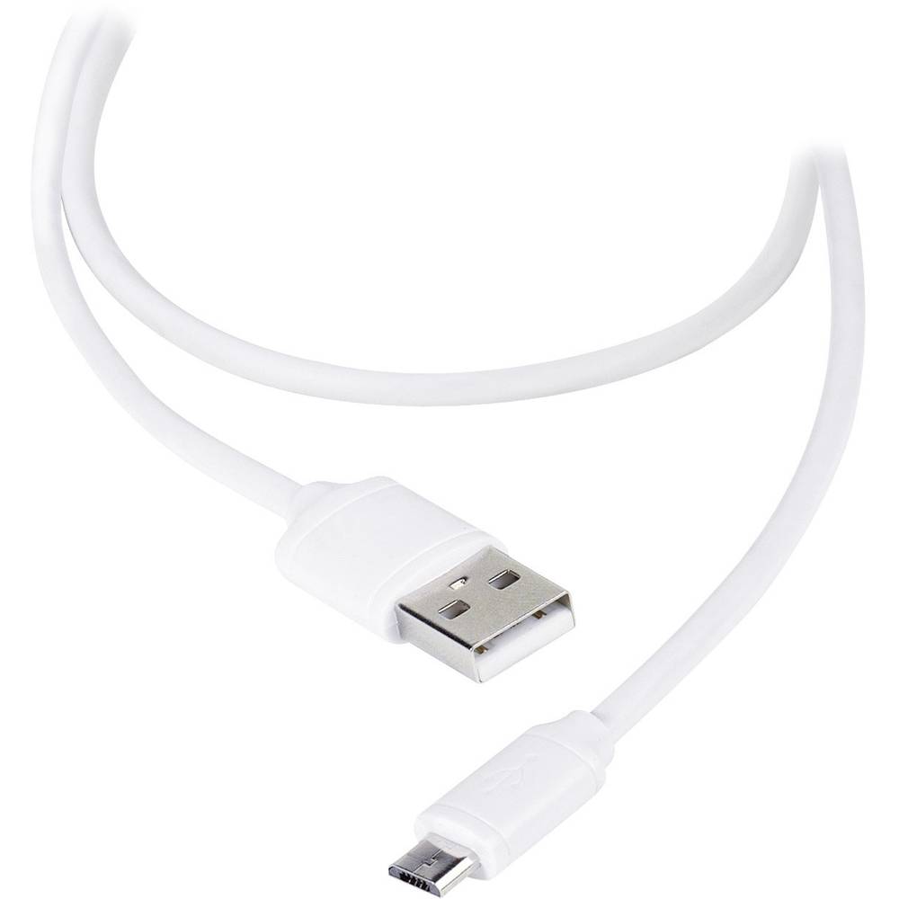 Vivanco Micro USB 2.0 1.2m USB A Micro-USB B Mannelijk Mannelijk Wit USB-kabel