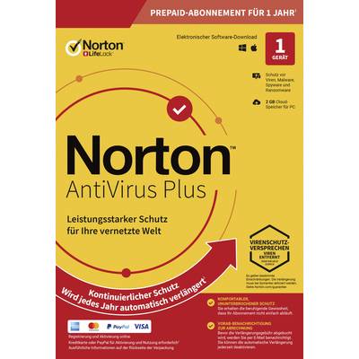 Norton Life Lock Norton™ AntiVirus Plus 2GB GE 1 USER 1 DEVICE 12MO Jahreslizenz, 1 Lizenz  Antivirus
