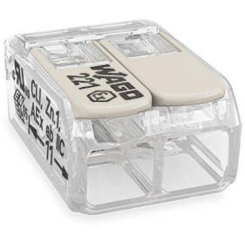 WAGO 221-482 221-482 Verbindungsklemme flexibel: 0.20-4 mm² starr: 0.20-4 mm² Polzahl: 2 1 St. Transparent, Weiß