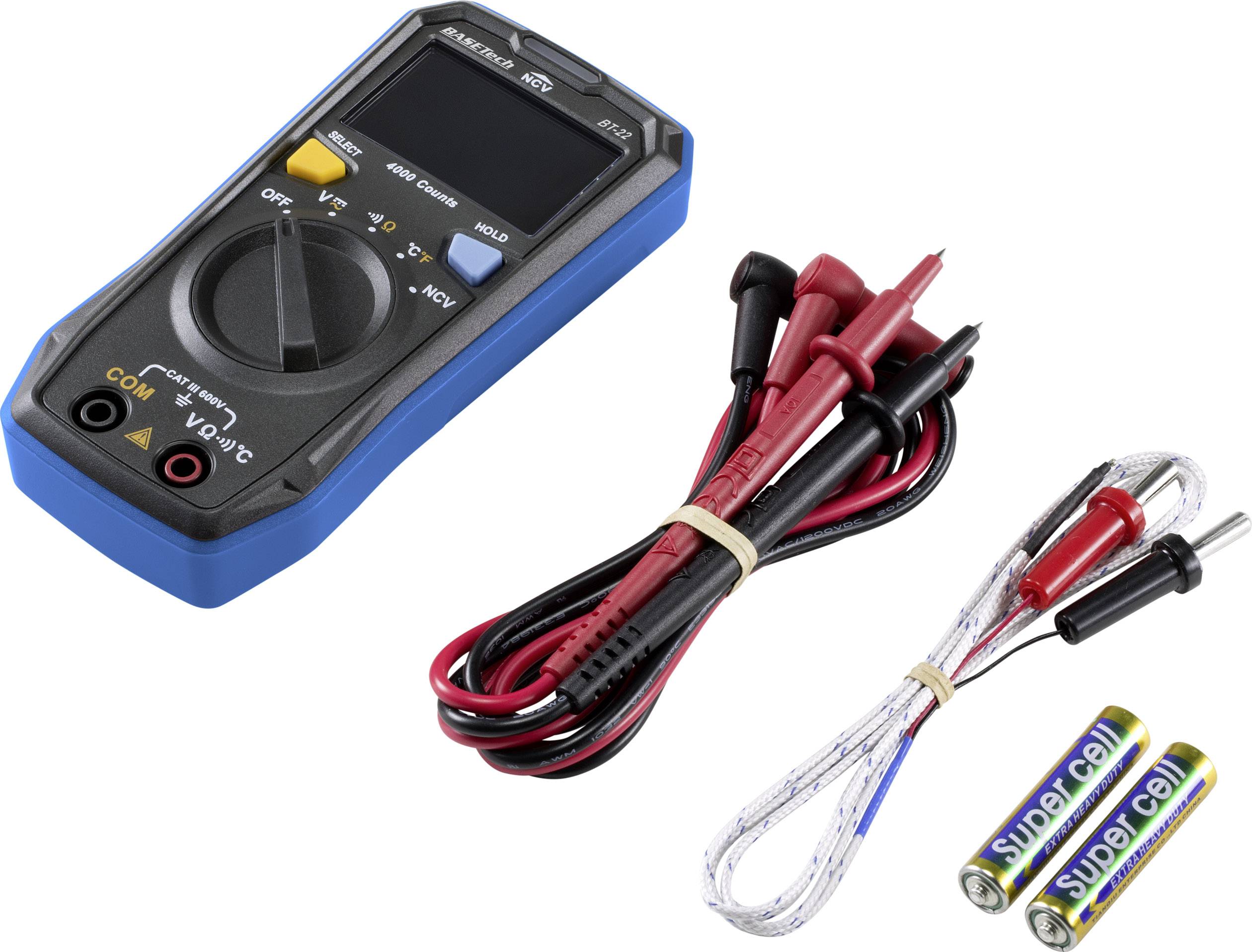 Basetech BT-22 Hand-Multimeter digital CAT III 600 V Anzeige (Counts): 4000-5