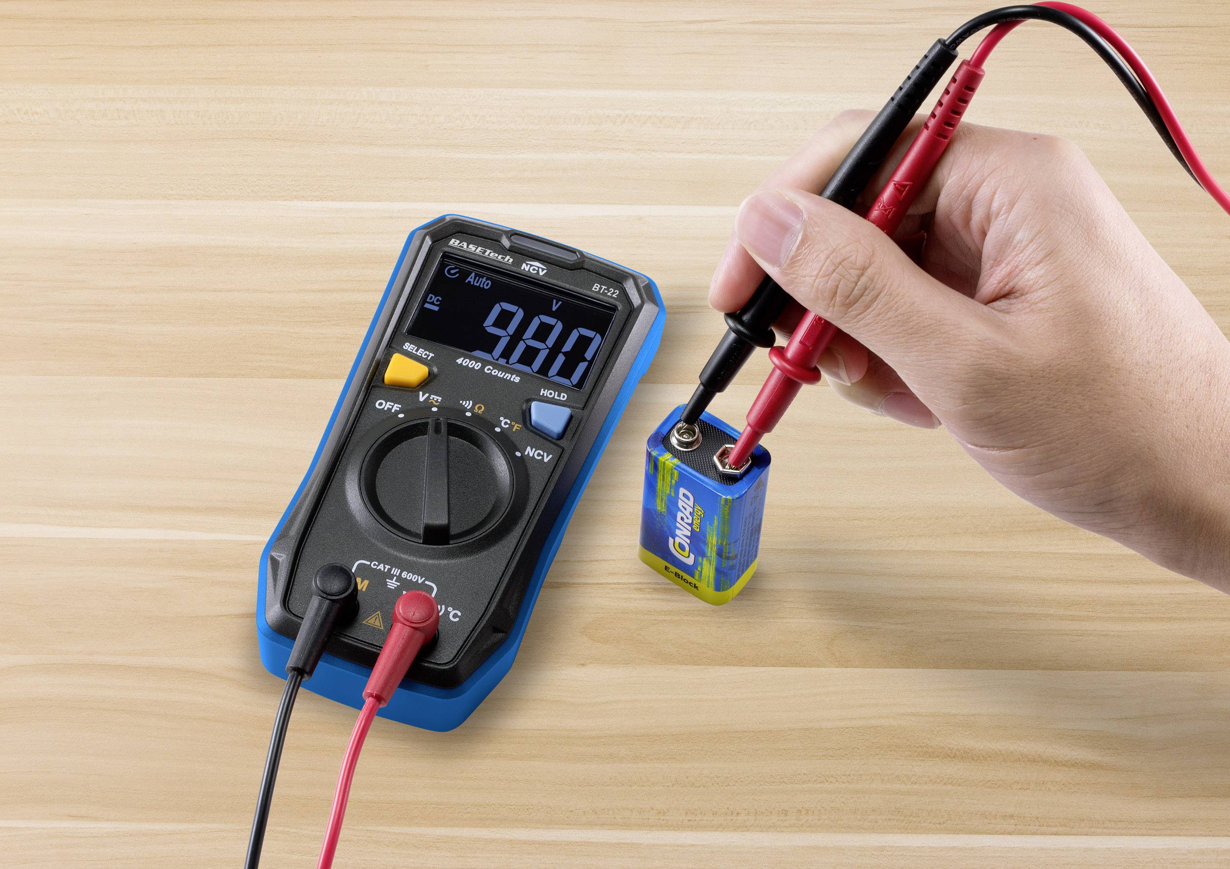 Basetech BT-22 Hand-Multimeter digital CAT III 600 V Anzeige (Counts): 4000-6