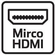 'Mirco HDMI'-Schriftzug und HDMI-Stecker-Symbol auf schwarzem Hintergrund.
