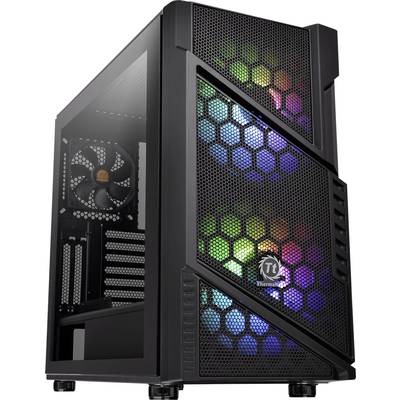 Thermaltake Commander C31 TG Midi-Tower PC-Gehäuse, Gaming-Gehäuse Schwarz 2 Vorinstallierte LED Lüfter, 1 vorinstallier