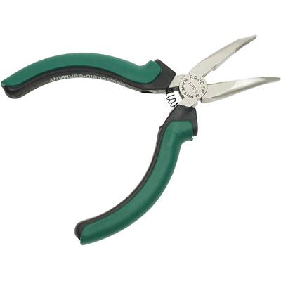 Eine grüne und schwarze Zange mit einer scharfen, spitz zulaufenden Spitze, ideal für präzises Greifen und Schneiden in handwerklichen Arbeiten.