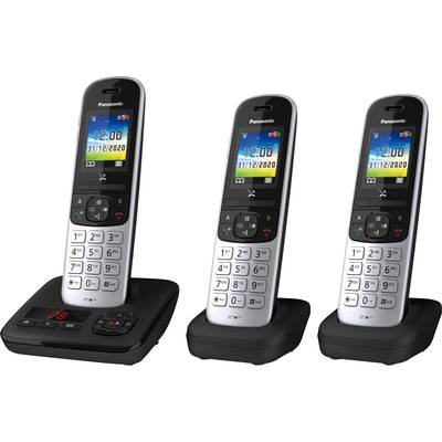 Panasonic KX-TGH723GS DECT Schnurloses Telefon analog  Babyphone, Anrufbeantworter, Freisprechen Schwarz, Silber