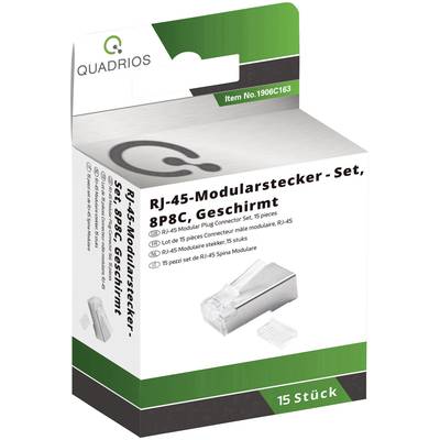 'Quadrio' Kartonverpackung mit RJ-45-Modularstecker-Set, 8P8C, geschirmt, 15 Stück. EAN-Code 4260718575869 und Artikelnummer 1906C163.