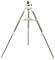 Ein Stativ mit drei ausziehbaren Metallbeinen und einem Halter oben. Es wird oft für Kameras oder optische Geräte verwendet.