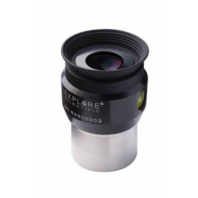 Teleskop-Okular 'Explore Scientific', schwarzer zylindrischer Körper, silberner Sockel, geeignet für astronomische Beobachtungen.