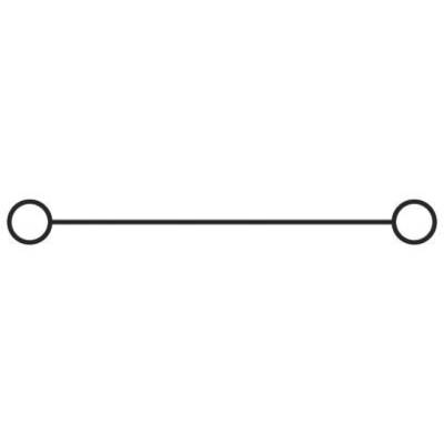 Eine dünne horizontale Linie mit einem Kreis an jedem Ende; Darstellung einer einfachen Verbindung oder Verknüpfung.