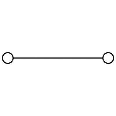 Eine horizontale Linie mit einem Kreis an jedem Ende, oft verwendet, um eine Verbindung oder Beziehung darzustellen.