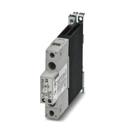 Ein grauer, rechteckiger elektrischer Komponentenschutzschalter mit Beschriftungen und CE-Kennzeichnung, montierbar auf einer Schiene.
